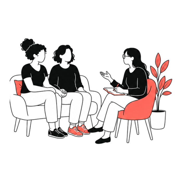 A couple in session with a therapist