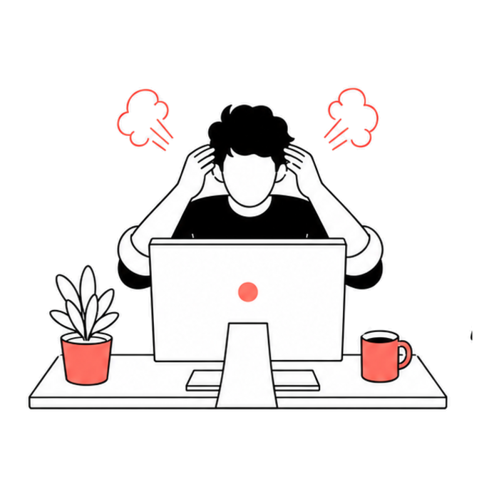 Frustration boiling over at a desk
