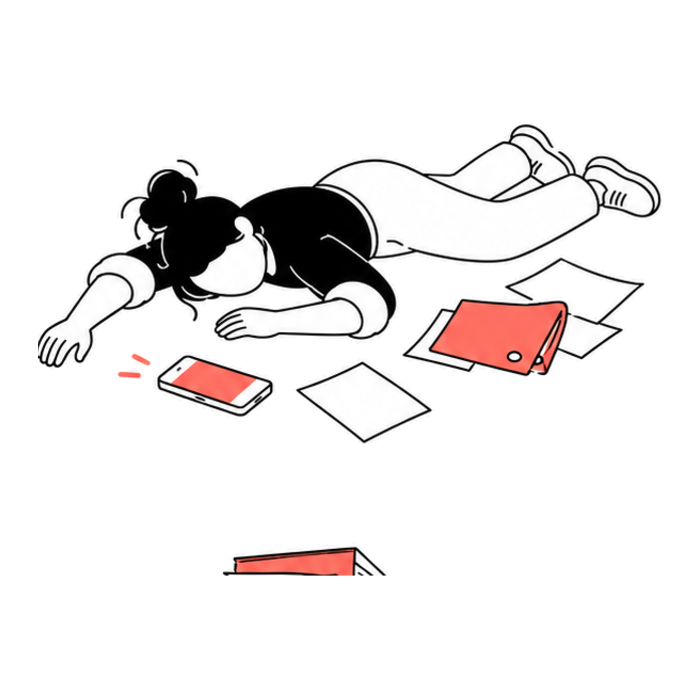 Someone lying down, entirely out of energy