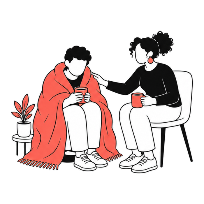 Someone being supported through anxiety